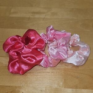 Satin Scrunchies Set - Pink and Light Pink